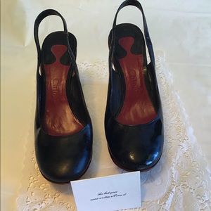 Vintage Chloe 4” Wedge Heel Patent Slingback